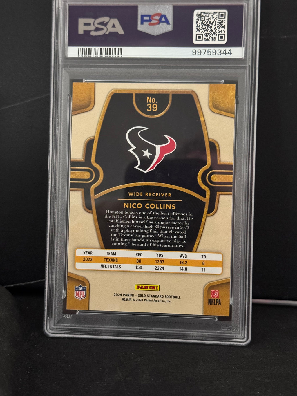 2024 Panini Gold Standard Nico Collins White Gold /75 PSA 10 Gem Mint