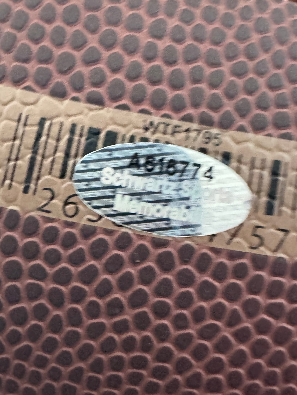 Jake Plumber Autographed Football (Schwartz) With Case.