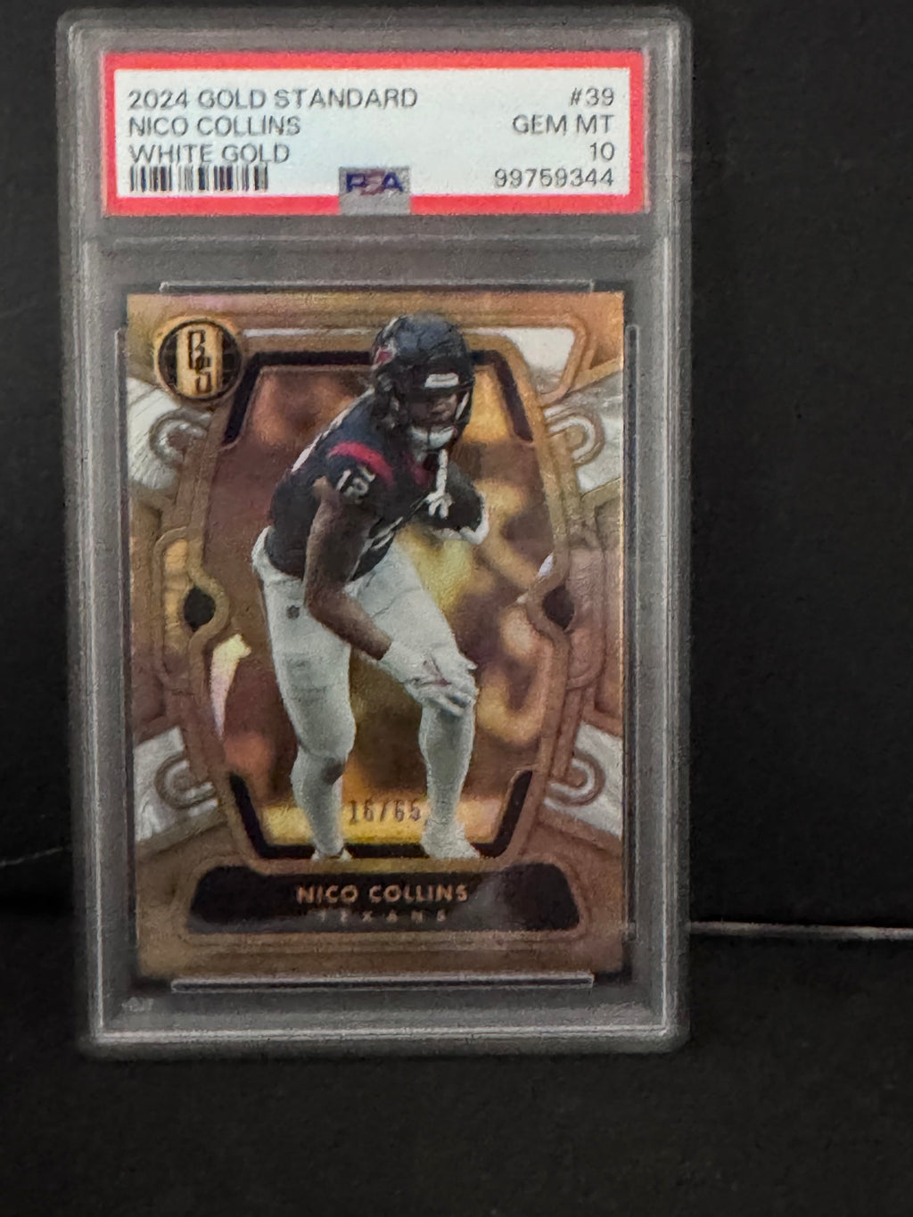 2024 Panini Gold Standard Nico Collins White Gold /75 PSA 10 Gem Mint