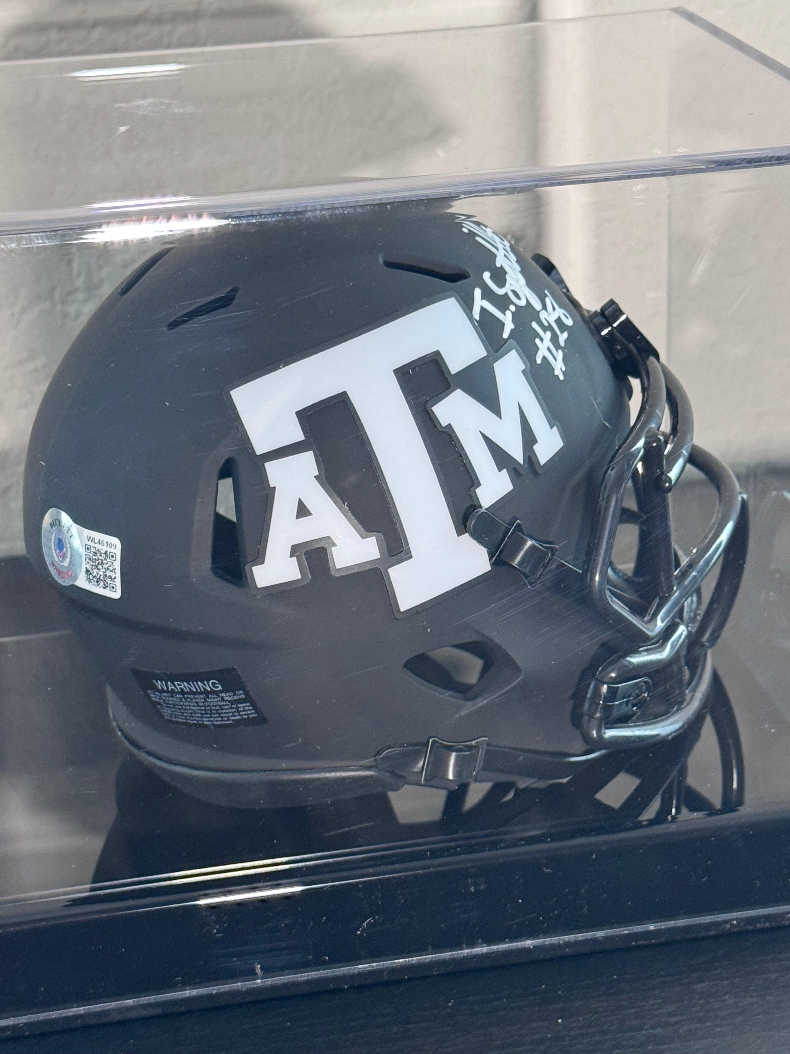 Isaiah Spiller Signed Texas A&M Aggies Eclipse Speed Mini Helmet (Beckett)