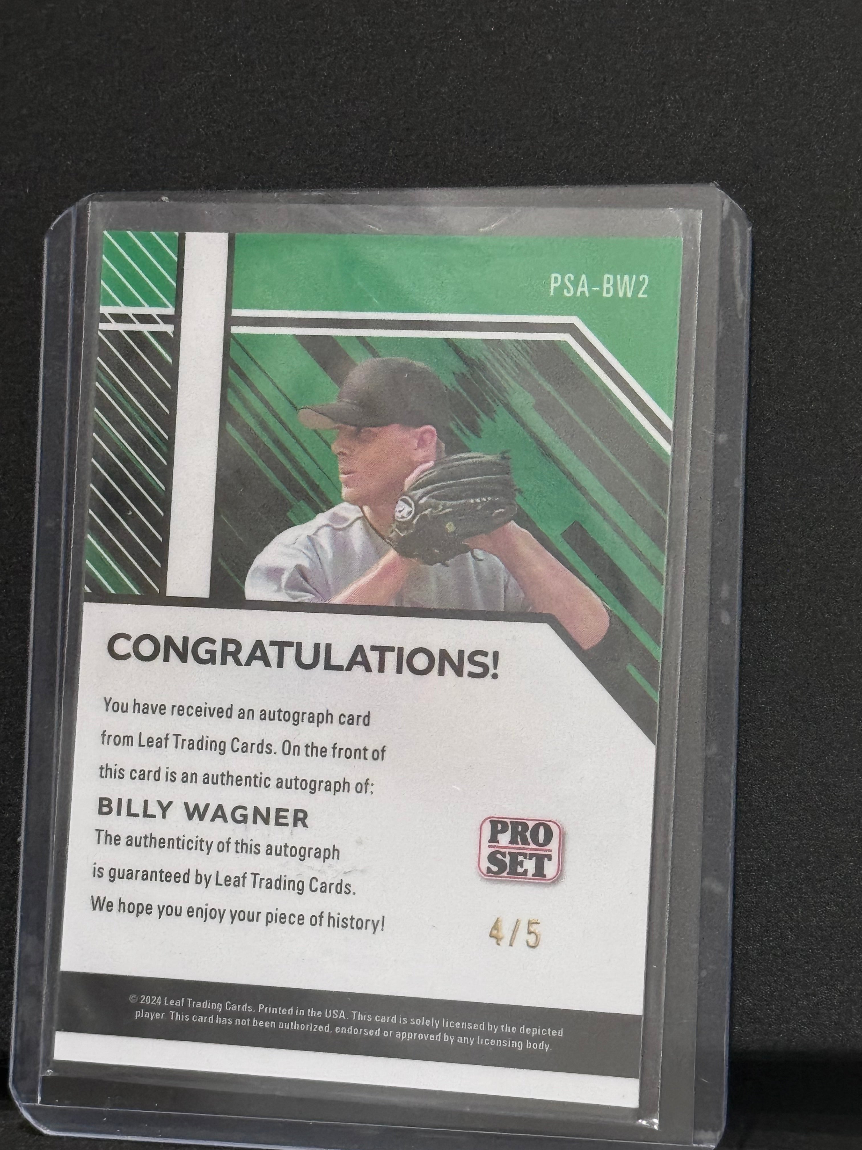 Billy Wagner 2024 Leaf Pro Set Green Auto /5