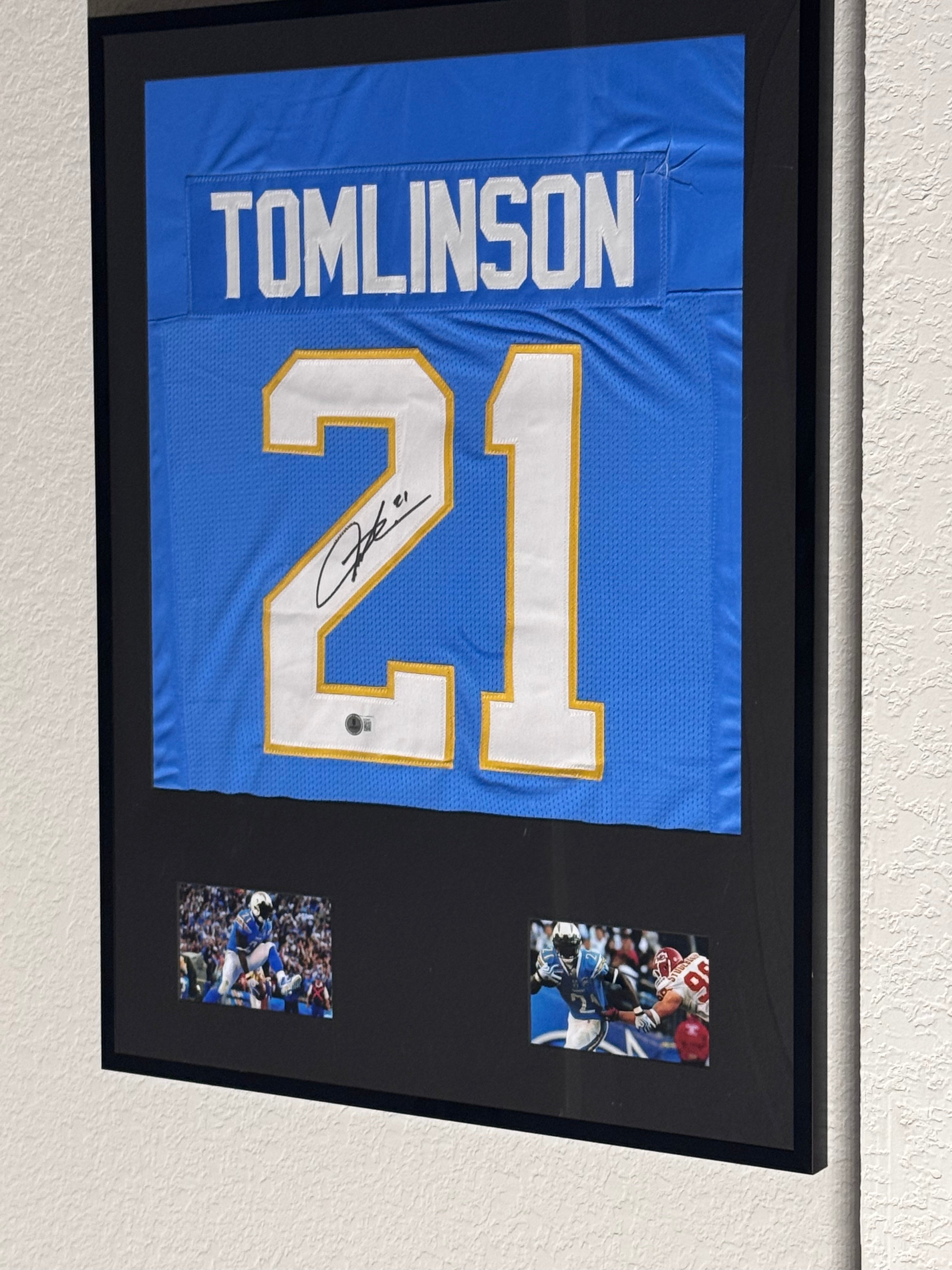 LaDainian Tomlinson Autographed Custom Jersey 20x32 (Beckett)