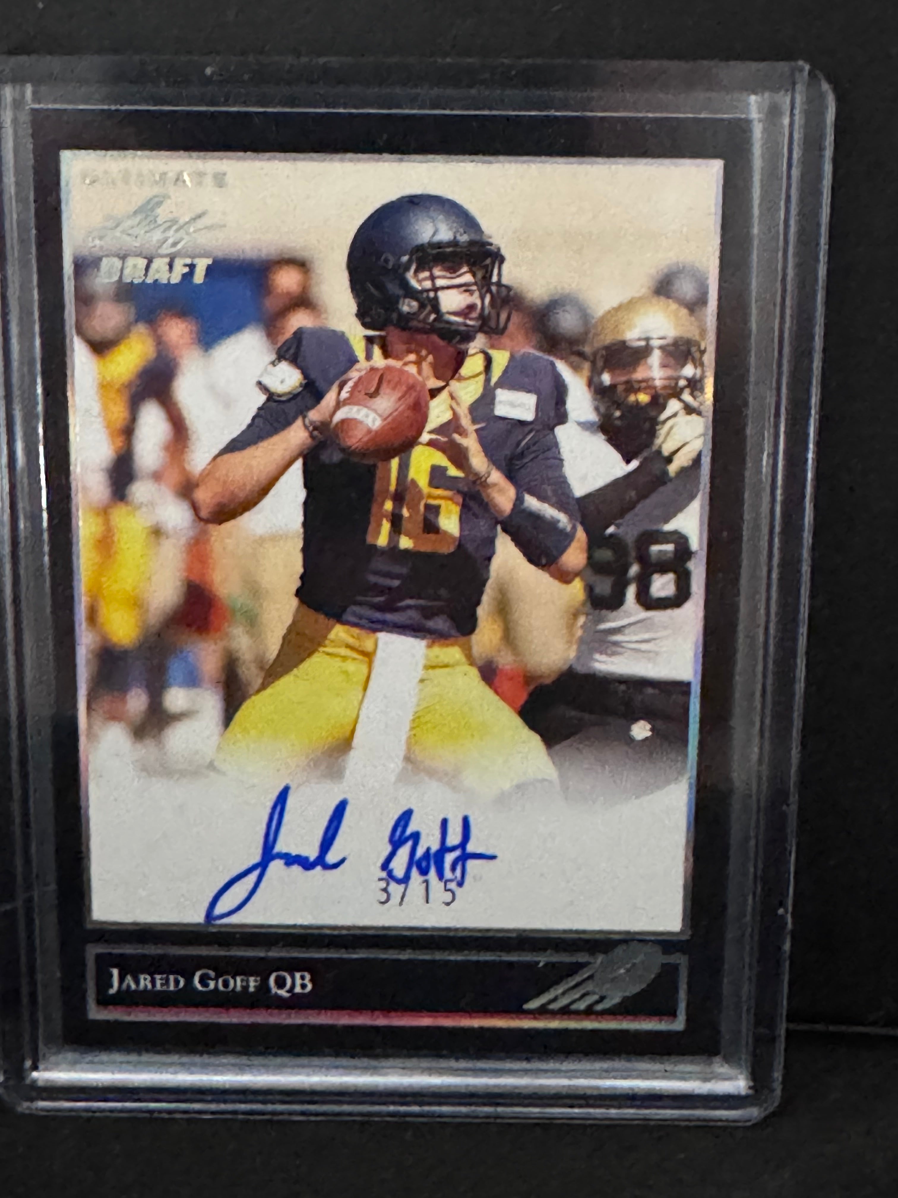2016 Jared Goff Auto RC Leaf Ultimate Draft Card# BG-JG1  #/15