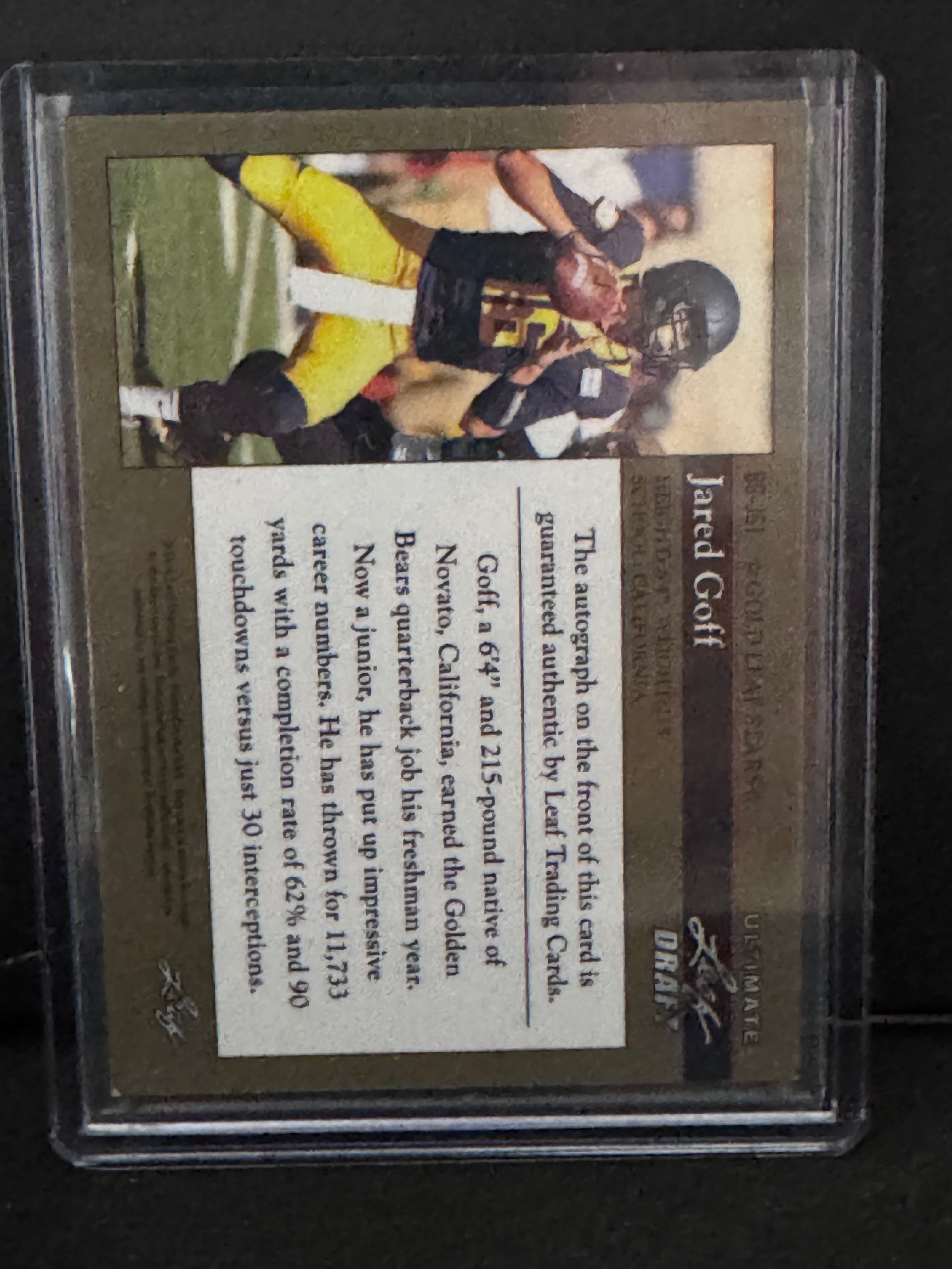 2016 Jared Goff Auto RC Leaf Ultimate Draft Card# BG-JG1  #/15