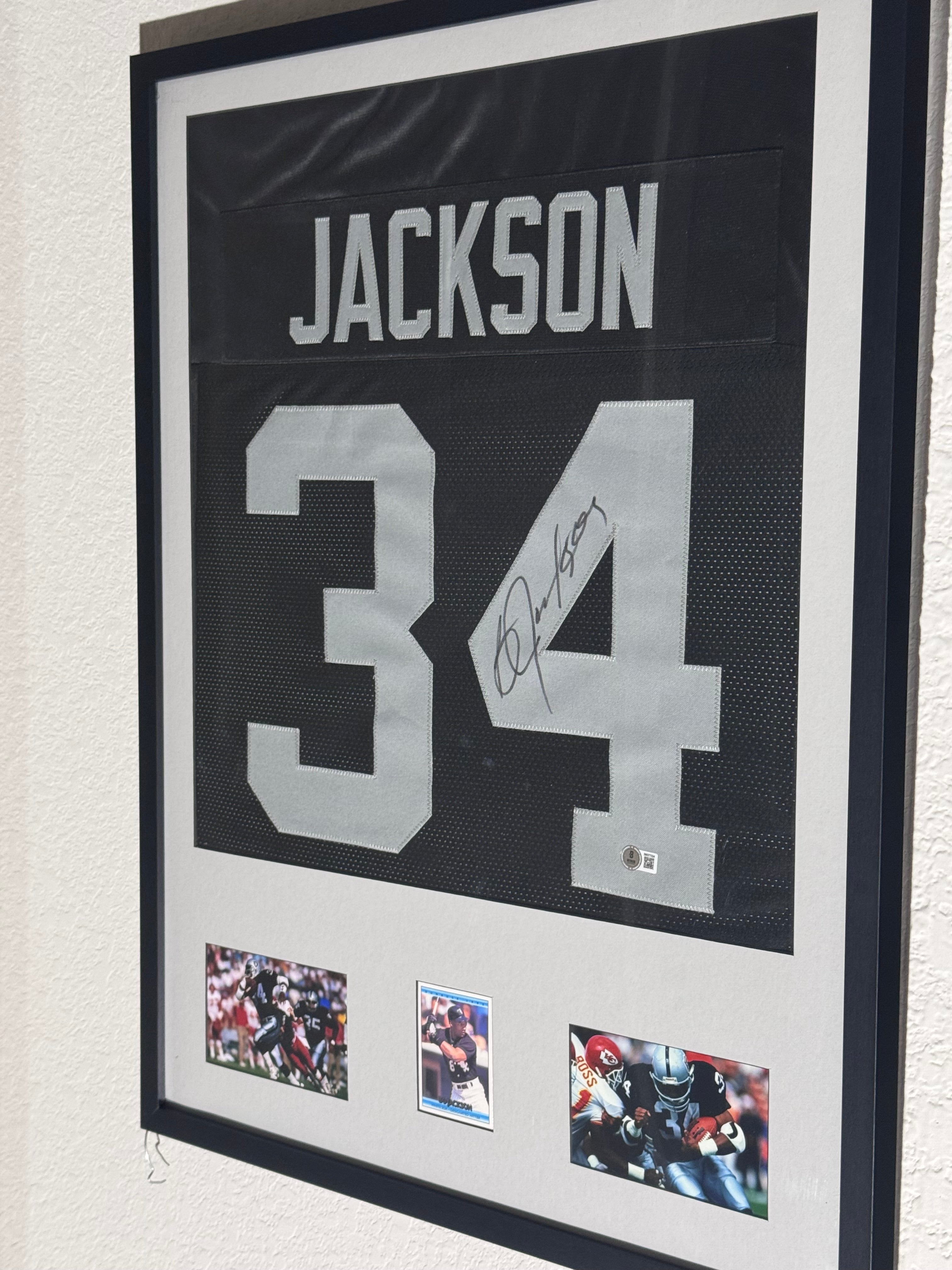 Bo Jackson Autographed Black Raiders Jersey Framed Beckett COA