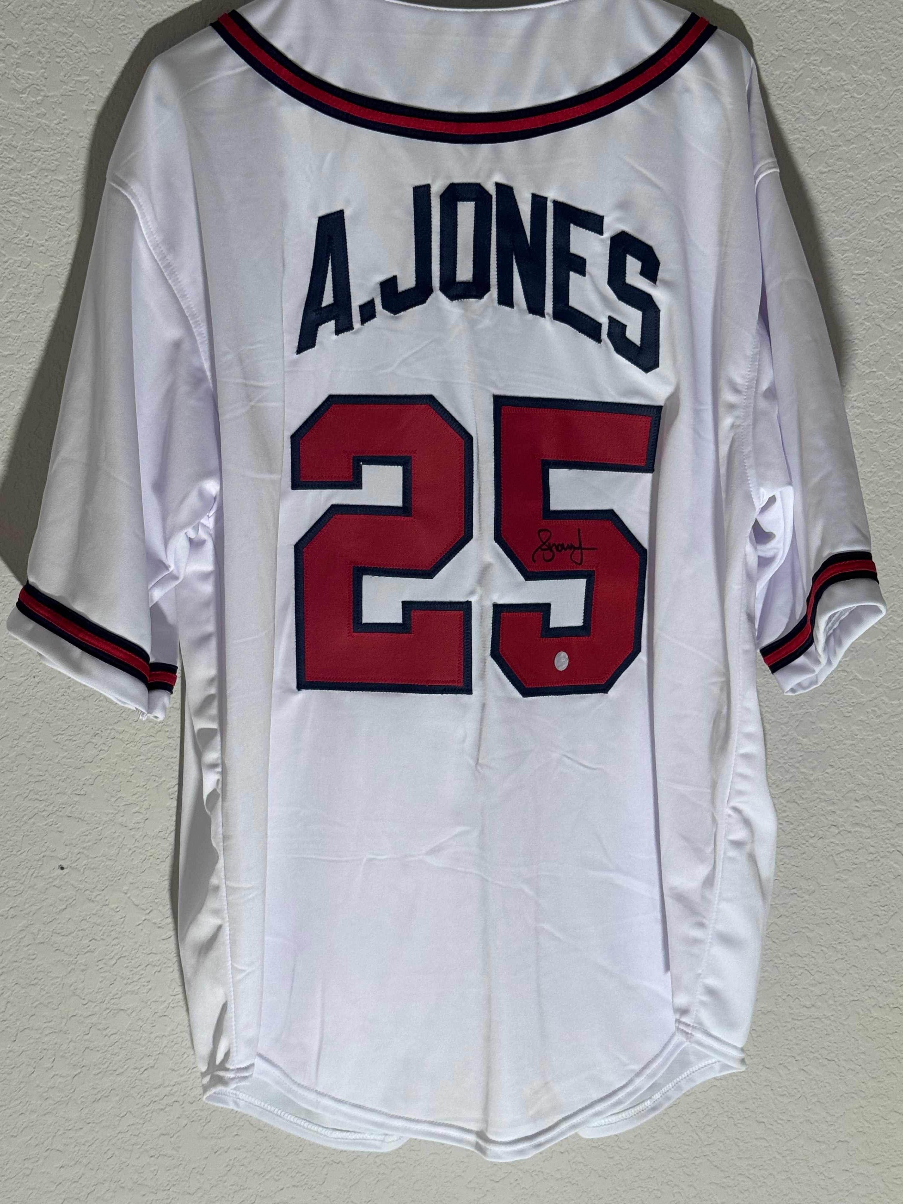 Andruw Jones Signed Braves Jersey AWM Holo Autographed Atlanta Custom White