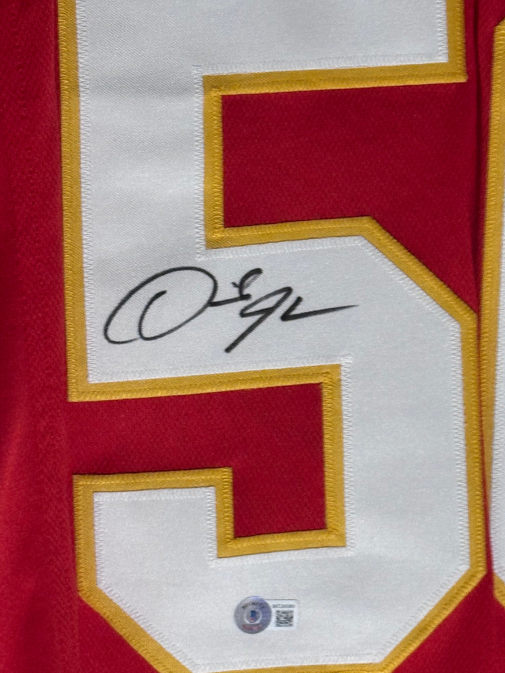 Kansas City Chiefs Derrick Johnson Custom Jersey Beckett COA Signed