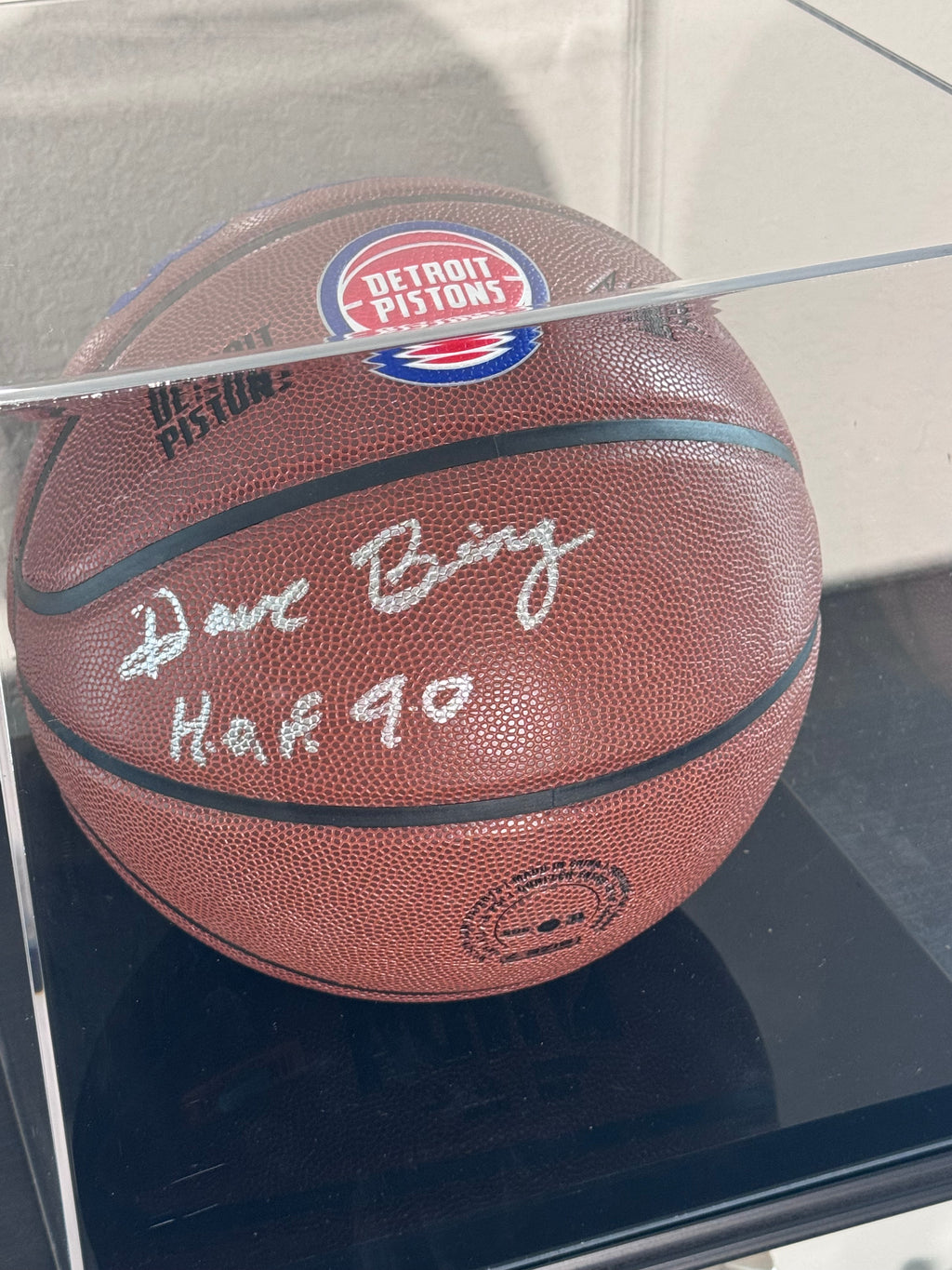 Dave Bing HOF Autographed Detroit Pistons Basketball With Display Case.(Schwartz