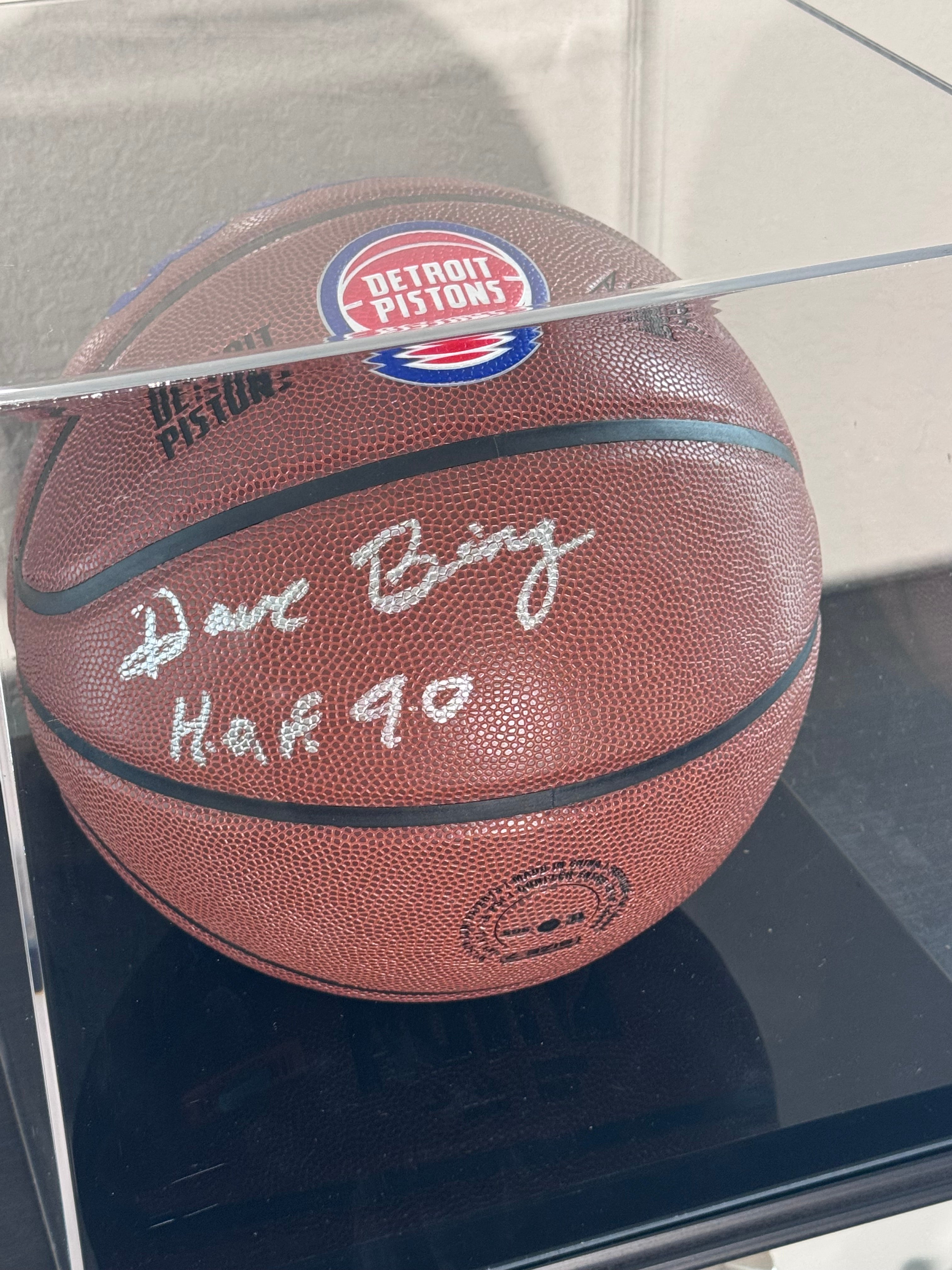 Dave Bing HOF Autographed Detroit Pistons Basketball With Display Case.(Schwartz