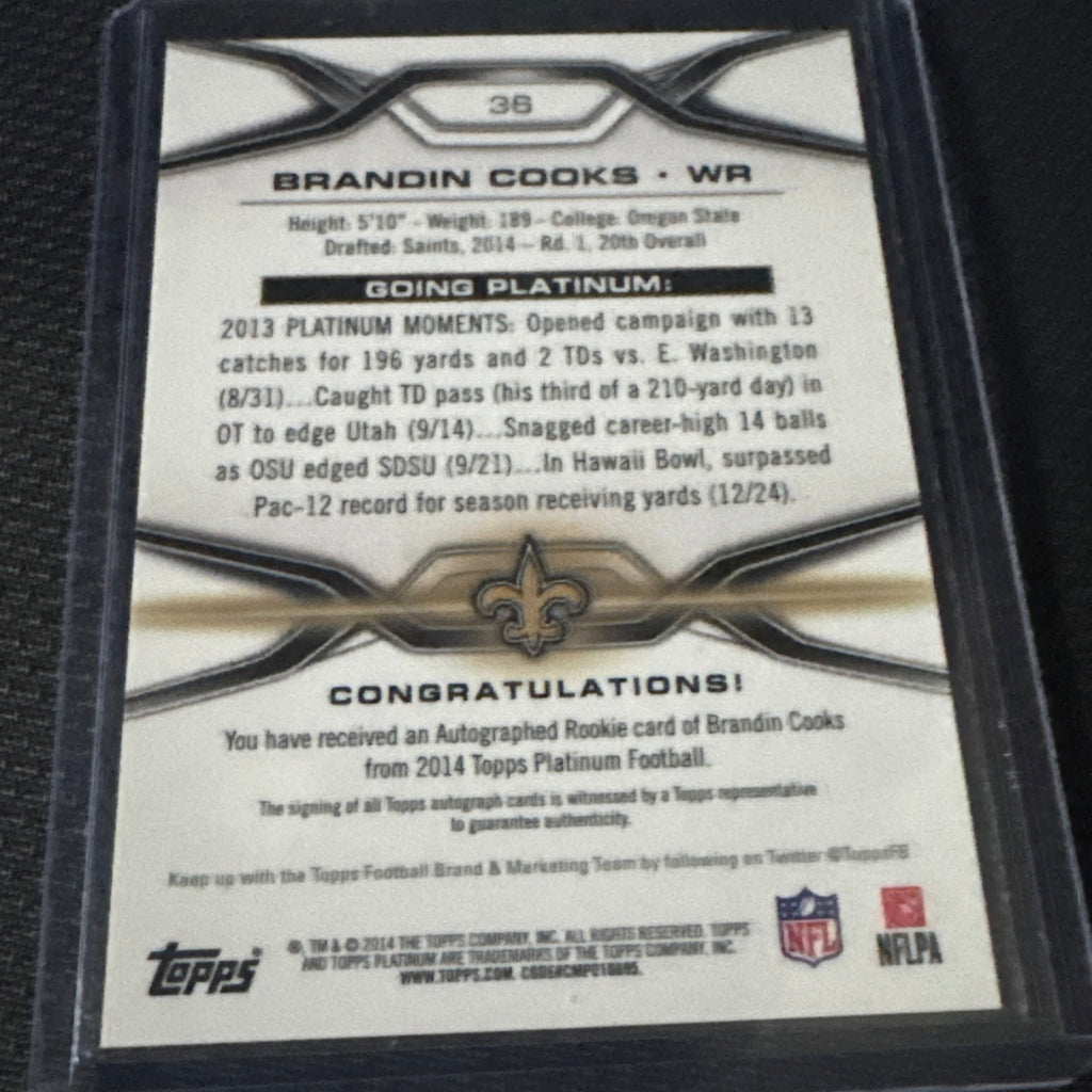 Brandin Cooks Topps Platinum Auto #36
