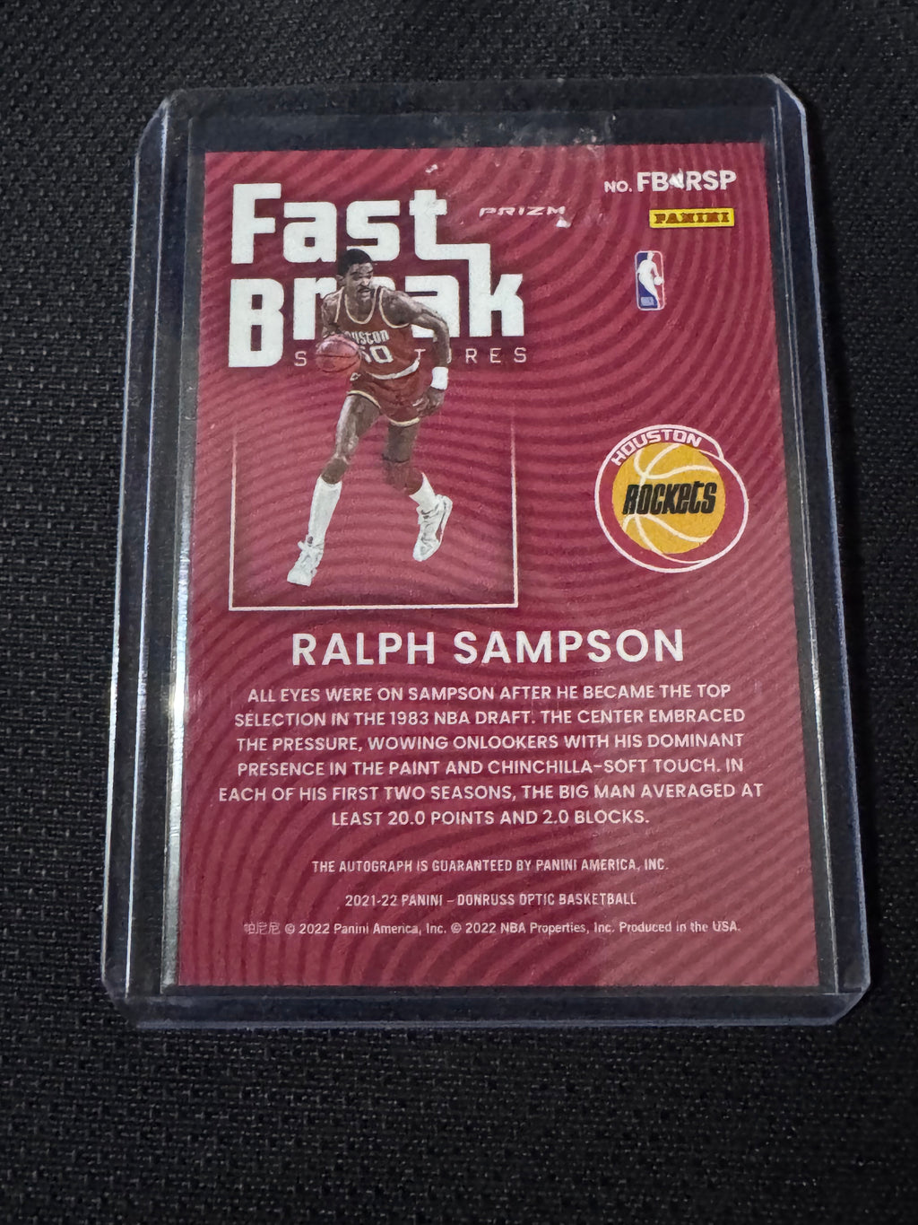 2021-22 Panini Donruss Optic - Fast Break Signatures Ralph Sampson #FB-RSP (AU)