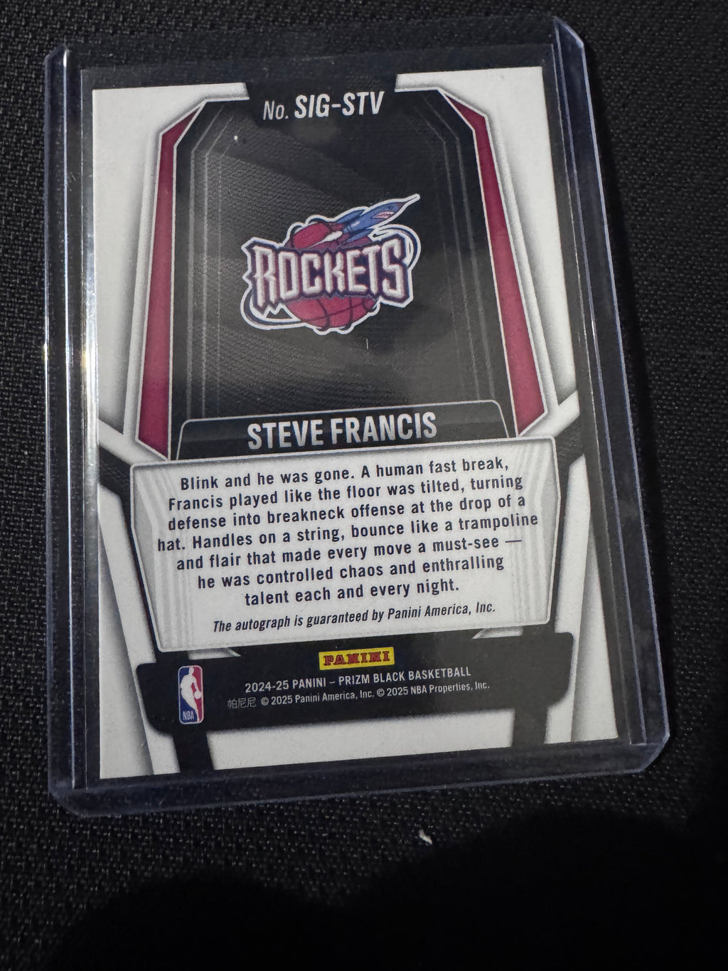 2024-25 Panini Prizm Black - Signatures Steve Francis, Steve Francis #SIG-STV...