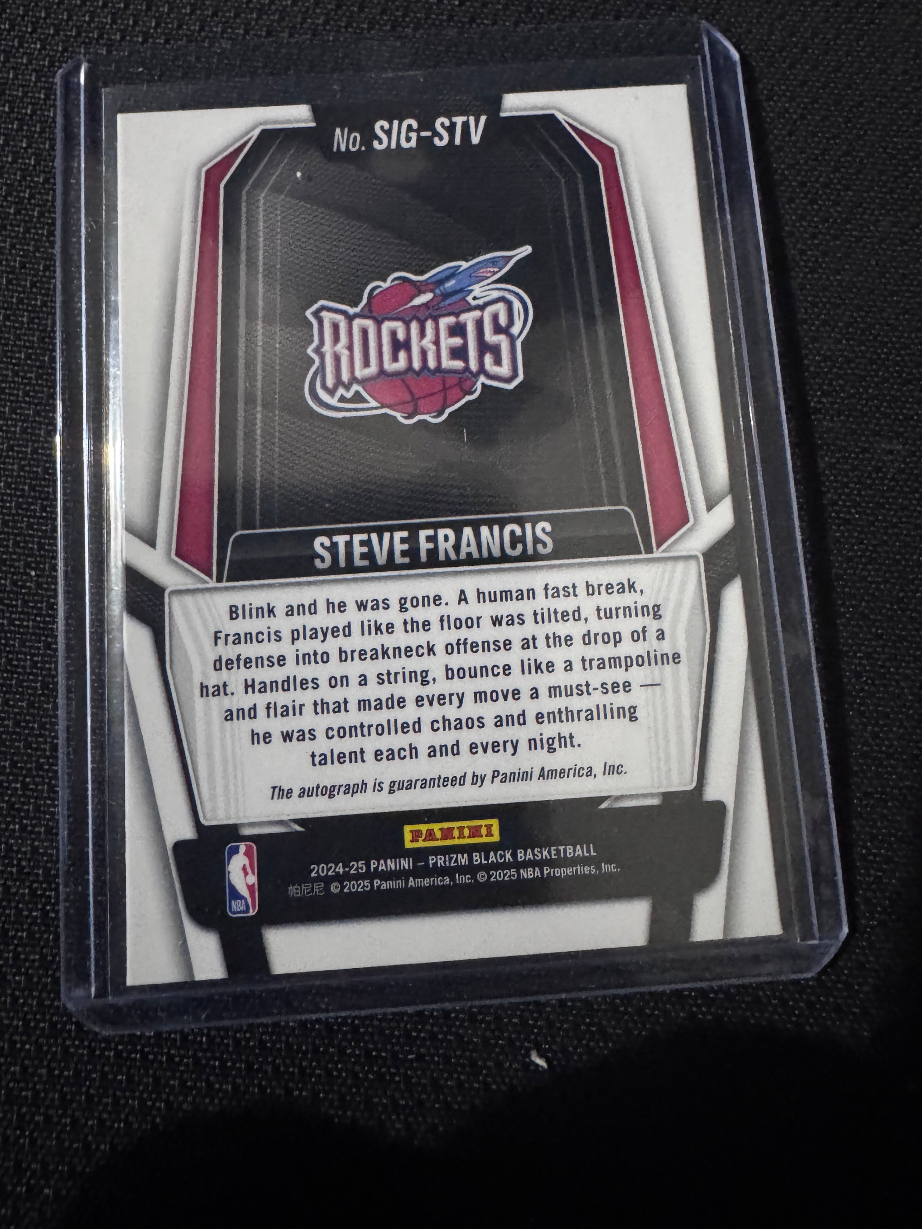 2024-25 Panini Prizm Black - Signatures Steve Francis, Steve Francis #SIG-STV...
