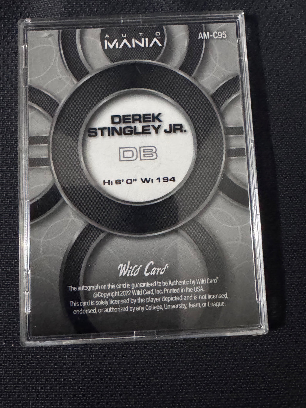 2022 Wild Card Auto Mania Derek Stingley Jr. Red Autograph AM-C9